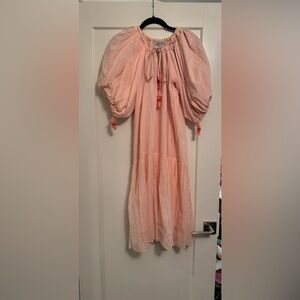 Yakira Bella puff sleeve dress with tie neck